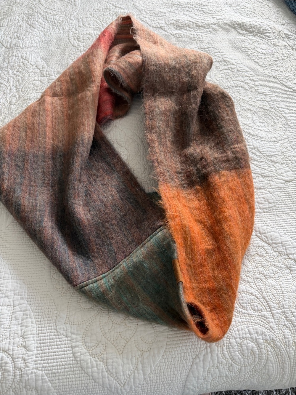 Orange Brown Infinity Scarf Cozy Brushed Loop Fall Winter Boho